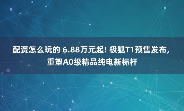 配资怎么玩的 6.88万元起! 极狐T1预售发布, 重塑A0级精品纯电新标杆